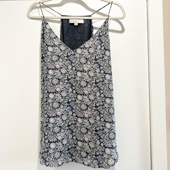 Loft - floral Spaghetti Strap fully lined blousy halter top - Picture 3 of 9